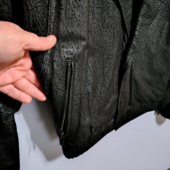 Vintage Wilsons Suede Leather 80's Glam Womens Jacket Textured Black Size 38 - Picture 8 of 16